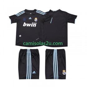 Camisolas de futebol Real Madrid 2009 2010 Retro Criança Equipamento Alternativa Manga Curta
